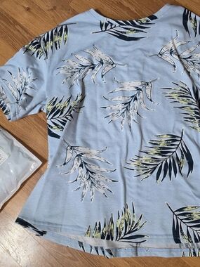 Light Blue Tropical Print Tee